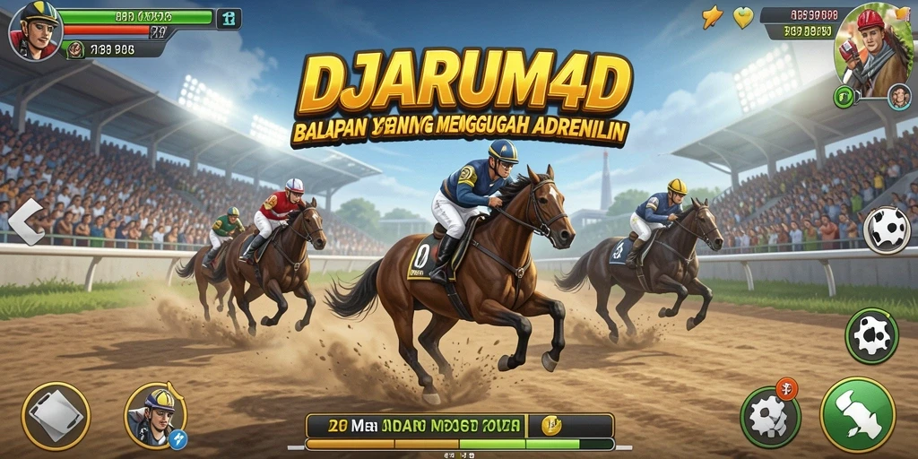 Screenshot gameplay DJARUM4D menunjukkan balapan seru di trek yang menantang.