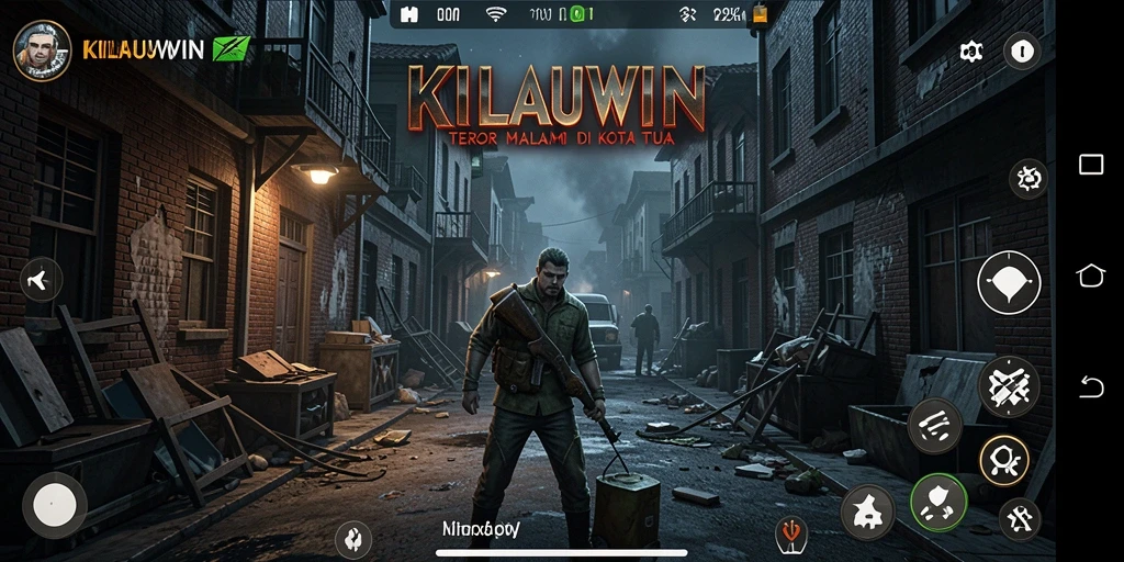 Screenshot gameplay KILAUWIN menampilkan suasana mencekam dan karakter menyeramkan.