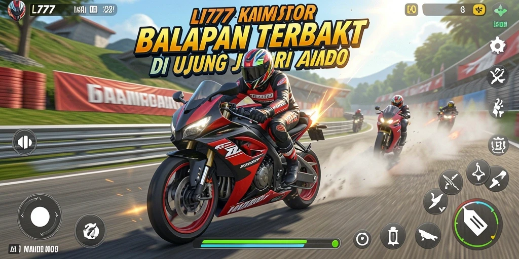 Tampilan gameplay L777 yang mendebarkan saat balapan motor.