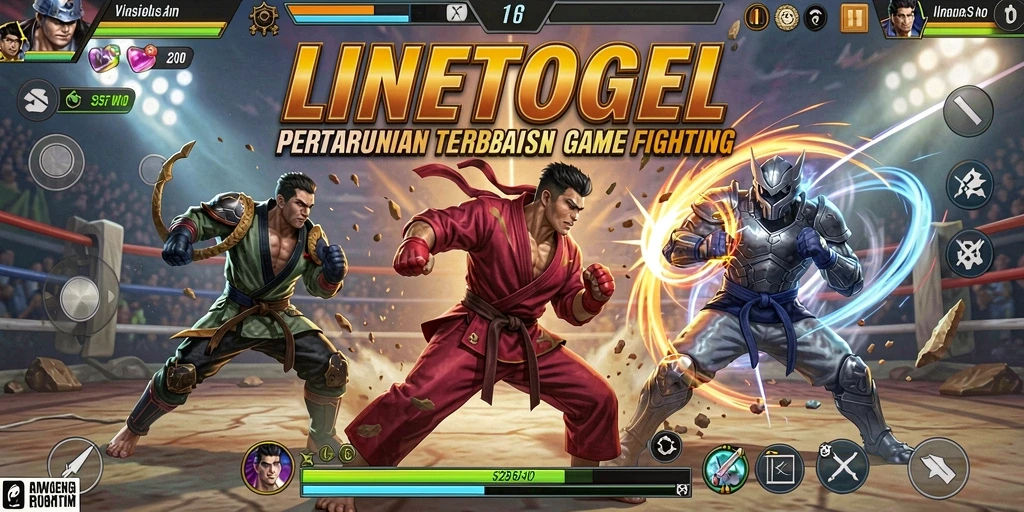Screenshot gameplay LINETOGEL menampilkan pertarungan seru antara karakter.