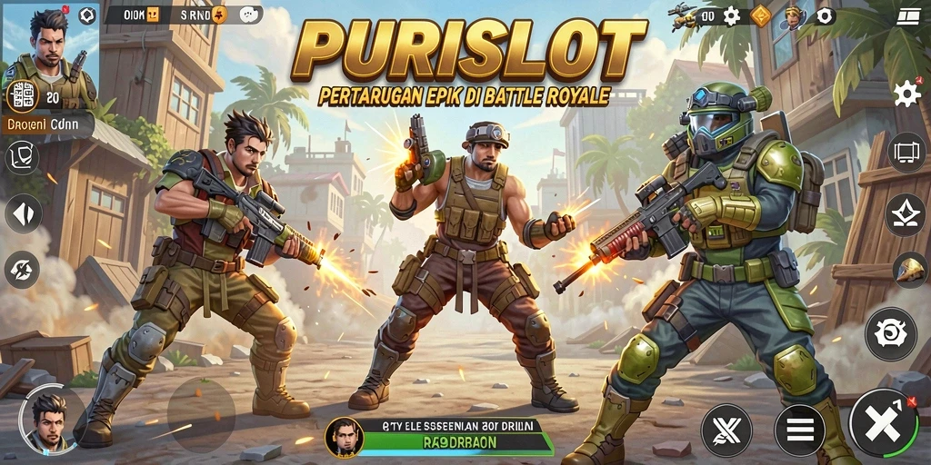 Tampilan gameplay pertarungan seru di PURISLOT.