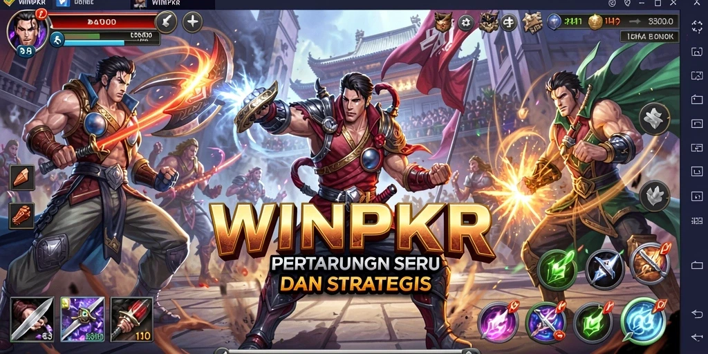 Tangkapan layar gameplay WINPKR menampilkan pertarungan yang intens dan seru.